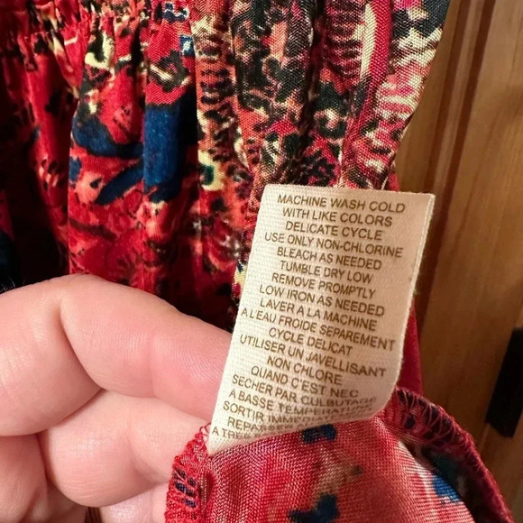 Free People Red Silky Top Size L - Picture 7 of 9